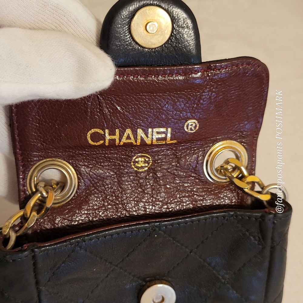CHANEL lambskin Mini Mini Matelasse Chain Pouch CC vintage made in France luxury - Picture 11 of 17